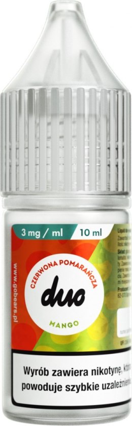 Liquid Duo Nicotine 10ml - Czerwona Pomarańcz Mango 3mg 