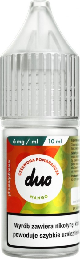 Liquid Duo Nicotine 10ml - Czerwona Pomarańcz Mango 6mg 