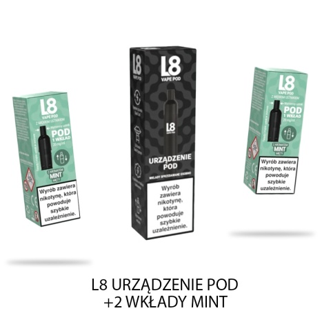 Mega Zestaw Urządzenie L8 + 2 x Wkład L8 - Mint 20mg | E-LIQ